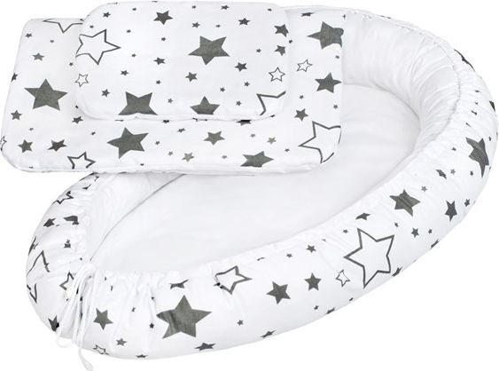 NEW BABY | New Baby Hvězdy | Luxusní hnízdečko s peřinkami pro miminko New Baby hvězdy šedé | Bílá | - obrázek 1