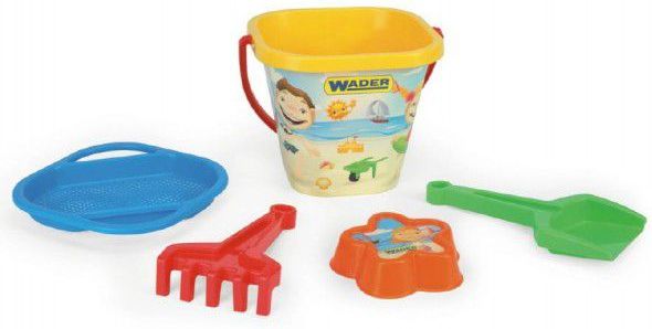 Wader Sada na písek plast asst 2 barvy 5ks v síťce 20x20x18cm 12m+ - obrázek 1