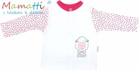 Bavlněná košilka Mamatti - SHEEP - bílá/červené puntíky, Velikost koj. oblečení 80 (9-12m) - obrázek 1