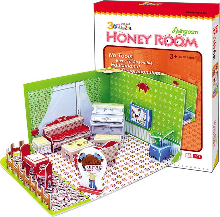 CubicFun Puzzle 3D Pokojíček OBÝVÁK 49 dílků - obrázek 1