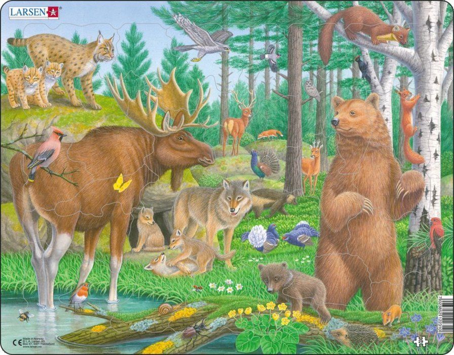 LARSEN Puzzle Lesní zvířata 29 dílků - obrázek 1