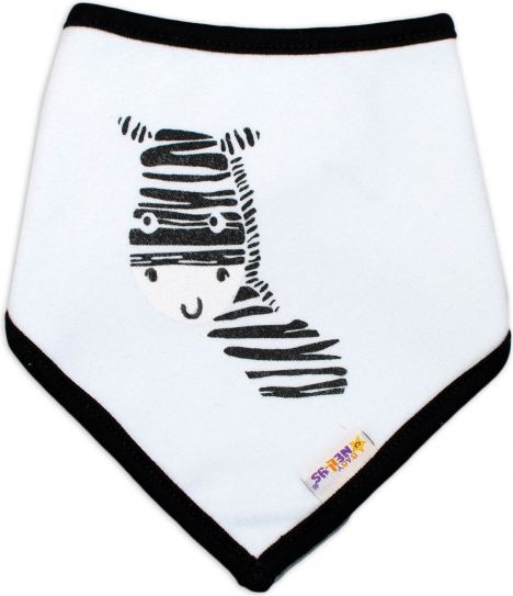Baby Nellys Dětský bavlněný šátek na krk Baby Nellys, Zebra - bílý - obrázek 1