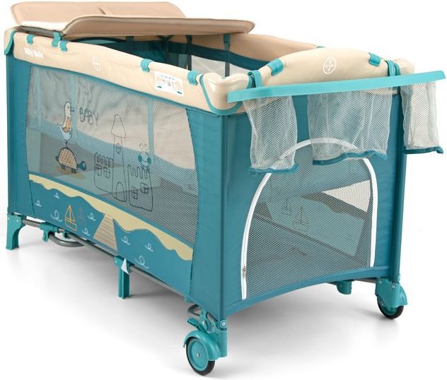 Cestovní postýlka Milly Mally Mirage Deluxe blue bird - obrázek 2