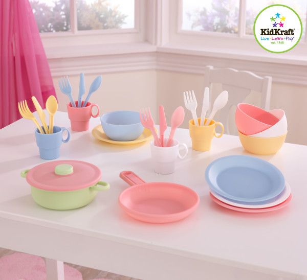 KIDKRAFT Sada plastového nádobí 27 ks - pastelová - obrázek 1