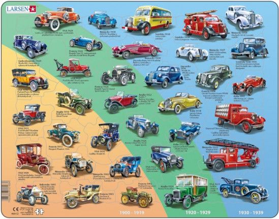 LARSEN Puzzle Historická auta 42 dílků - obrázek 1