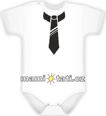 Baby Dejna Body kr. rukávek s potiskem kravaty - bílé - obrázek 1