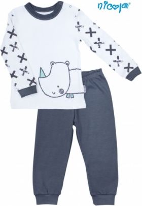 Dětské pyžamo Nicol, Rhino - bílé/grafit, Velikost koj. oblečení 92 (18-24m) - obrázek 1