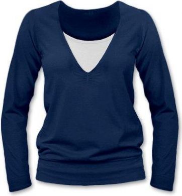 JOŽÁNEK Kojící, těhotenské triko Julie dl. rukáv - jeans - obrázek 1