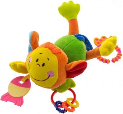 Plyšová hračka s kousátkem a chrastítkem - Opička - zelená - obrázek 1