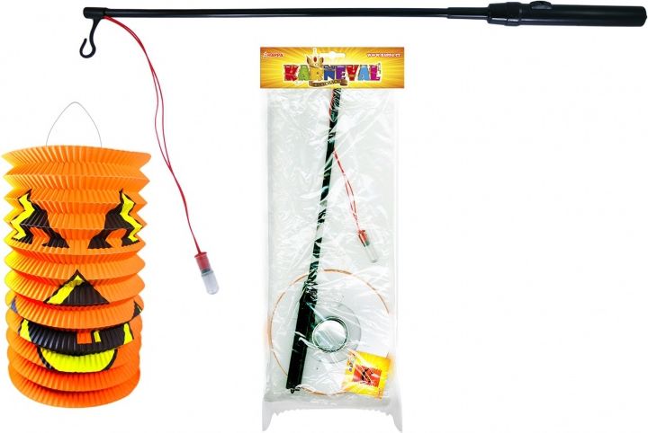 RAPPA Lampion Haloween, 15 cm se svítící hůlkou 39 cm - obrázek 1