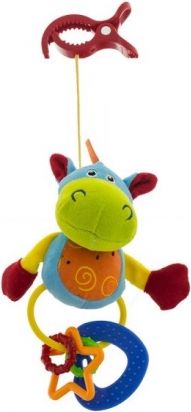 Euro Baby Plyšová hračka s klipsem a chrastítkem  - Hippo, Ce19 - obrázek 1