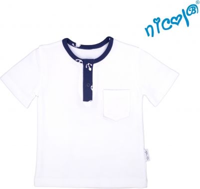Dětské bavlněné tričko krátký rukáv Nicol, Sailor - bílé, vel. 128 - obrázek 1