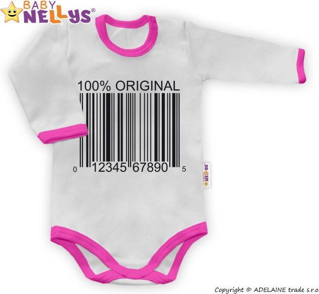 Baby Nellys Baby Nellys Body dlouhý rukáv 100% ORIGINÁL - šedé/růžový lem 86 (12-18m) - obrázek 1