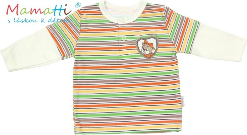 Mamatti Polo tričko dlouhý rukáv Mamatti - CAR- krémové/barevné proužky 74 (6-9m) - obrázek 1