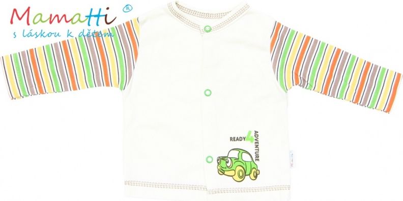 Mamatti Bavlněná košilka Mamatti - CAR- krémová/barevné proužky 74 (6-9m) - obrázek 1