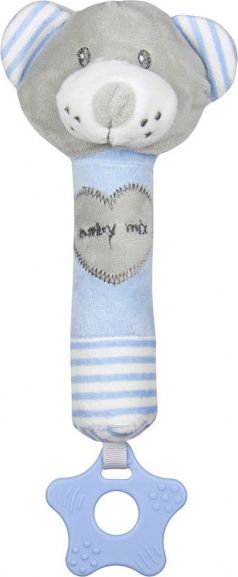 BABY MIX Dětská pískací plyšová hračka s kousátkem Baby Mix medvěd modrý - obrázek 1