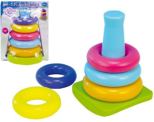 Teddies 47759 Skládanka pyramida s kroužky plast 5ks v krabici 6m+ - obrázek 2
