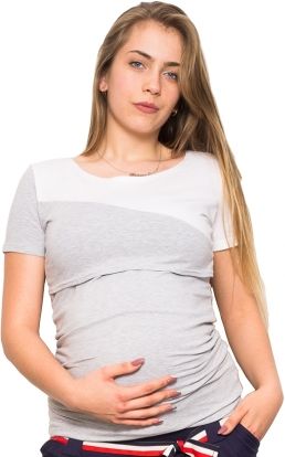 Be MaaMaa Těhotenské a kojící triko Jane - šedá/bílá, vel. M - obrázek 1