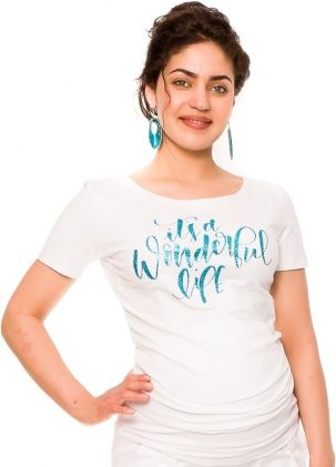 Be MaaMaa Těhotenské triko Wonderful Life - bílé, vel. L - obrázek 1