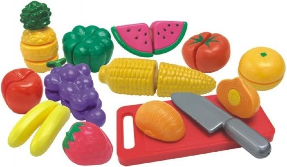 Teddies Krájecí ovoce a zelenina 40x27x6cm s nádobím plast 25ks v krabici - obrázek 1