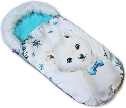 Fusak Baby Nellys Winter Friends Lux velvet s kožešinkou, 105x55 cm - medvíd./tyrkys - obrázek 1