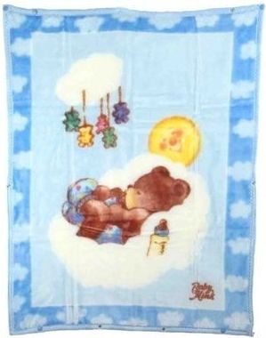 Bleděmodrá antibakteriální deka s medvídkem Baby Mink - obrázek 1