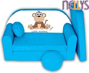 Rozkládací dětská pohovka Little Monkey Nellys - modrá - obrázek 1
