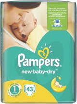 PAMPERS New Baby-Dry 1 (2-5kg) – jednorázové pleny 43 ks - obrázek 1
