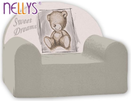 Dětské křeslo Nellys - Sweet Dreams by Teddy - šedé, B19 - obrázek 1
