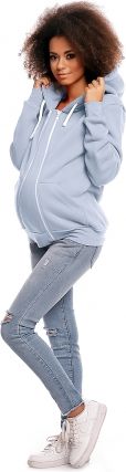 Be MaaMaa Těhotenská mikina VANDA s kapucí - jeansová - obrázek 1