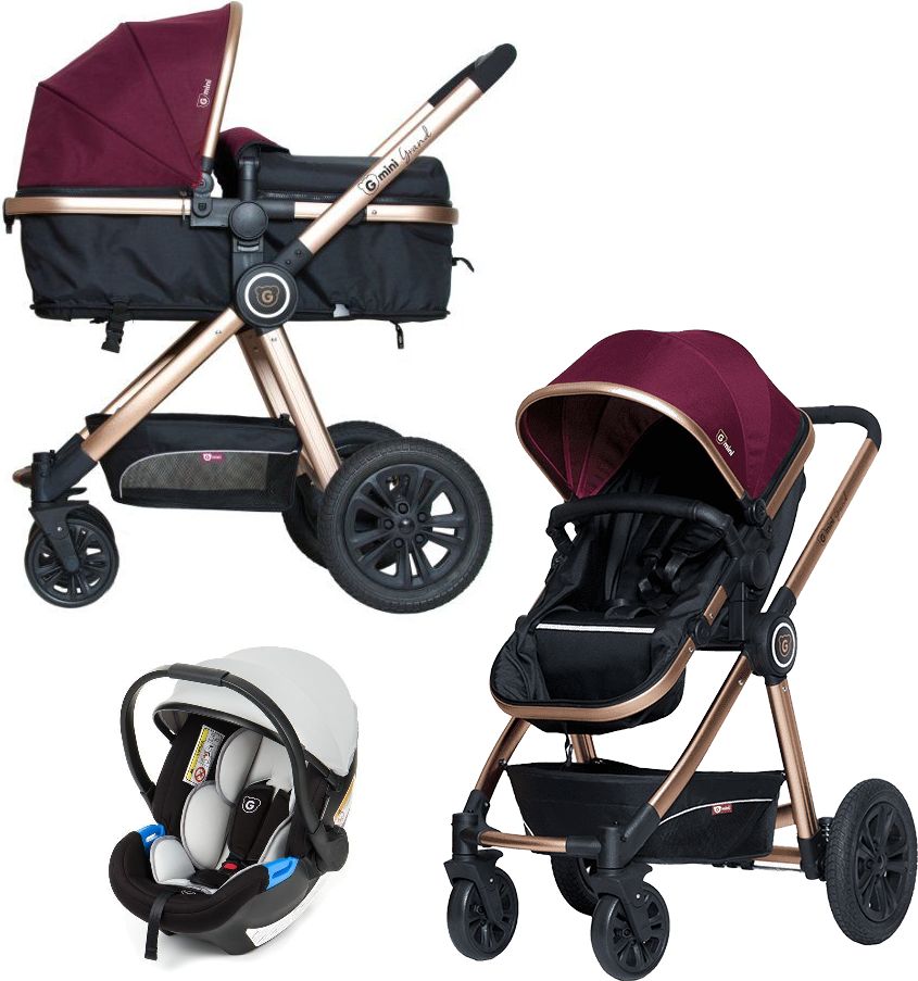 G-MINI Trojkombinace kočárek Grand fuchsia/zlatá + Autosedačka GL Grey - obrázek 1