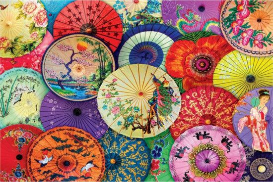 EUROGRAPHICS Puzzle Asijské deštníky 1000 dílků - obrázek 1