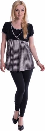 Be MaaMaa Těhotenské, kojící triko/tunika kr. rukáv - černé, vel. L/XL - obrázek 1