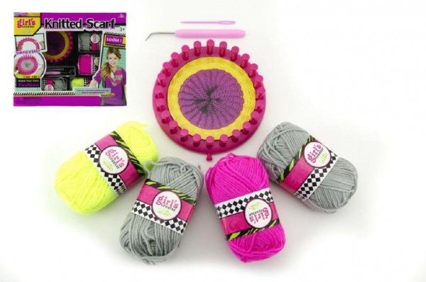 Teddies Teddies Pletací sada kroužek 13,5cm plast + pletací příze 4ks v krabici 35x29x6cm - obrázek 1