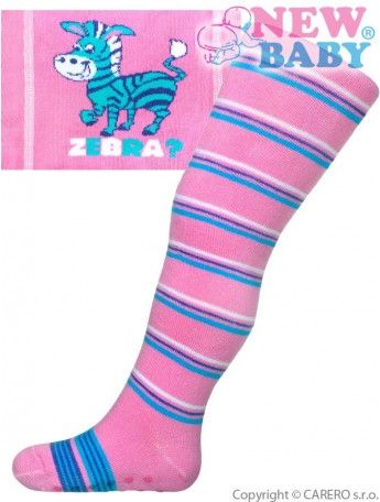 Bavlněné punčocháčky New Baby s ABS růžové zebra s pruhy, Růžová, 68 (4-6m) - obrázek 1