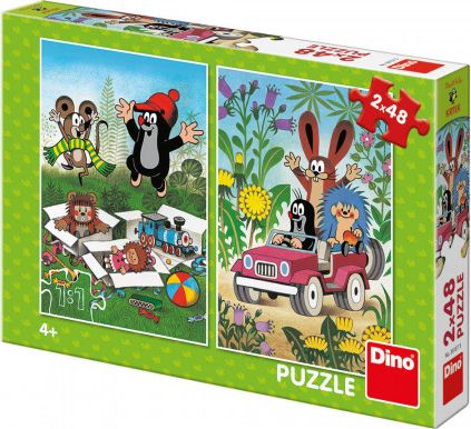 DINO Puzzle Krteček se raduje, Krtek a autíčko 2x48 dílků - obrázek 1