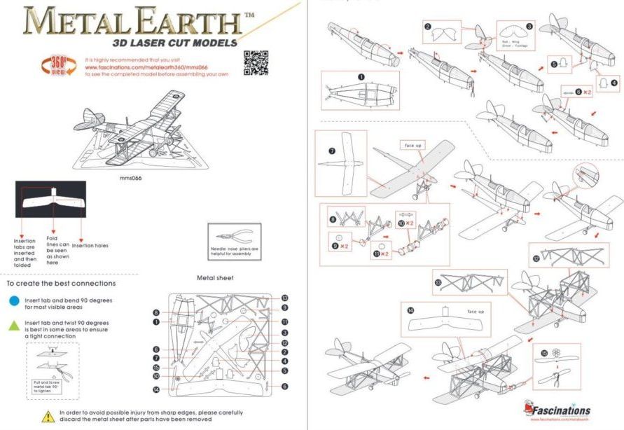 METAL EARTH 3D puzzle Letoun de Havilland Tiger Moth - obrázek 2