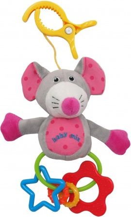 Hračka na kočárek, Baby mix, Myška s klipsem a kousátky - obrázek 1