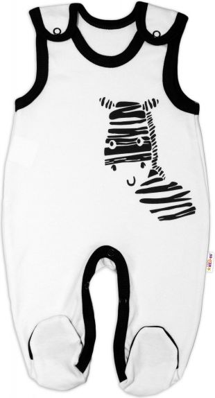Baby Nellys Kojenecké bavlněné dupačky Baby Nellys, Zebra - bílé - obrázek 1