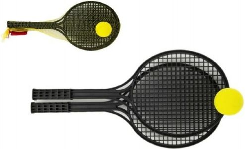 Soft tenis plast černý+míček 53cm v síťce - obrázek 1