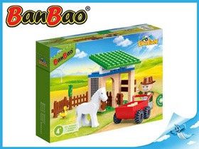BanBao stavebnice Eco Farm stáj s koníkem 59ks + 1 figurka ToBees v krabičce - obrázek 1