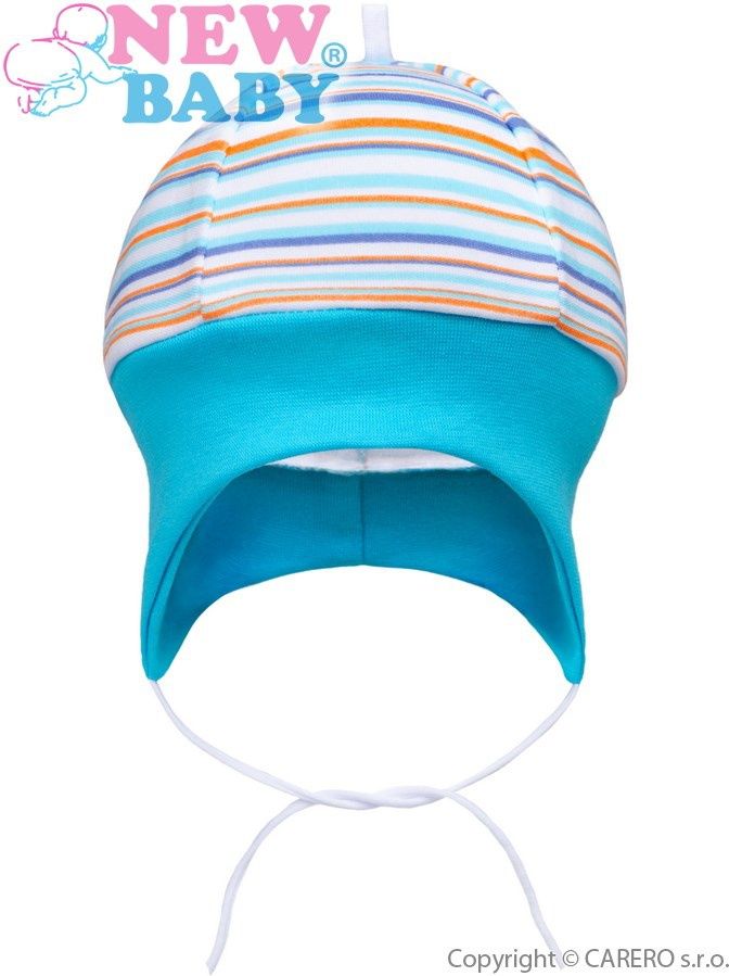 Kojenecká čepička na zavazování New Baby Puppik 2 tyrkysová 62 (3-6m) - obrázek 1