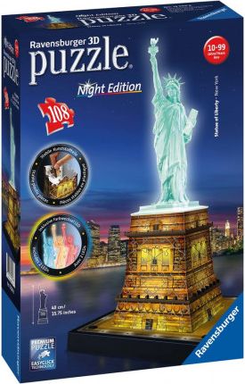 RAVENSBURGER Svítící 3D puzzle Noční edice Socha Svobody 108 dílků - obrázek 1