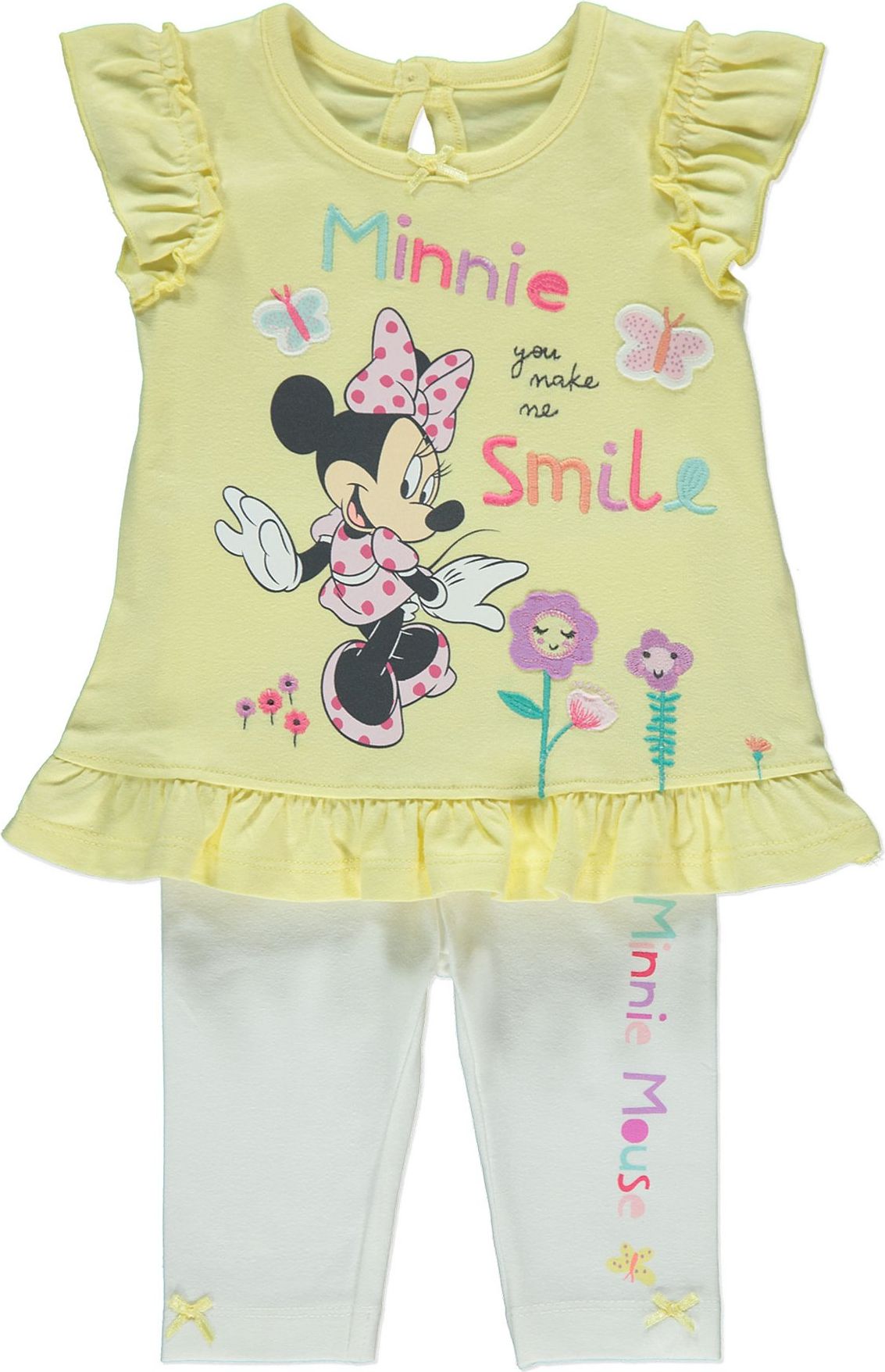 Kojenecké tričko a legíny GEORGE, žluté, motiv Minnie Velikost: 56 - 62cm (0 - 3 měsíce) - obrázek 1