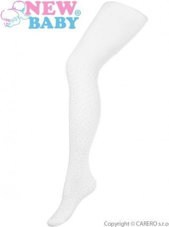 Bavlněné punčocháče 3D New Baby bílé s puntíky, Bílá, 152 (11-12r) - obrázek 1
