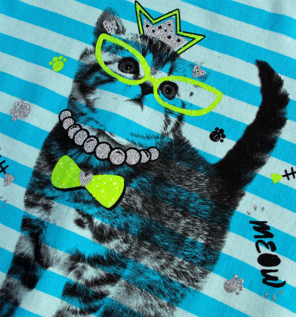 Dívčí tričko LEMON BERET KOČIČKA MEOW modré Velikost: 104-110 - obrázek 2