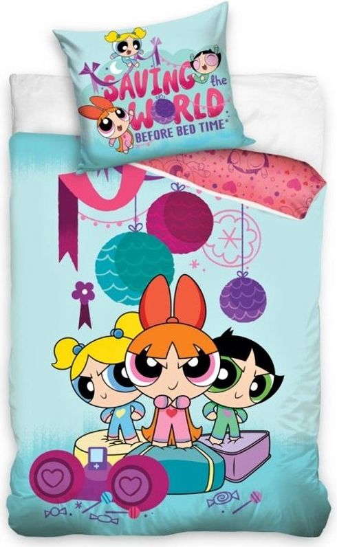 Carbotex · Bavlněné povlečení The Powerpuff girls - Saving The world - 100% bavlna - 70x80 cm + 140x200 cm - Certifikát Oeko-Tex Standard 1 - obrázek 1
