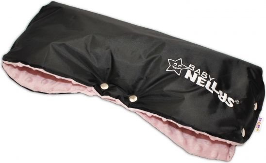 Rukávník ke kočárku Baby Nellys ® minky - sv. růžová/černý - obrázek 1