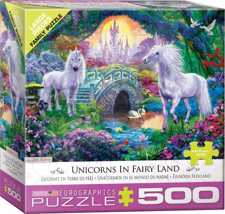 EUROGRAPHICS Puzzle Jednorožci v pohádkové říši XL 500 dílků - obrázek 2