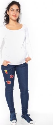 Be MaaMaa Těhotenské kalhoty/jeans s nášivkami  TOP - obrázek 1